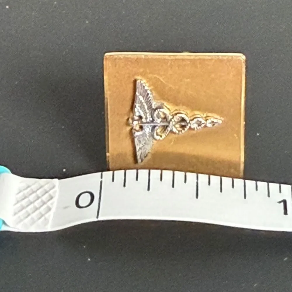 Vintage 1/20 14K Gold Filled Cufflinks Caduceus Medical Doctor Silver Tone